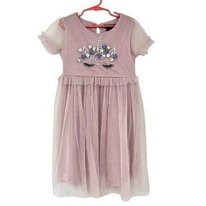 Extraordinary Pink Girls Unicorn Tulle Glittery Party Dress Size 6X